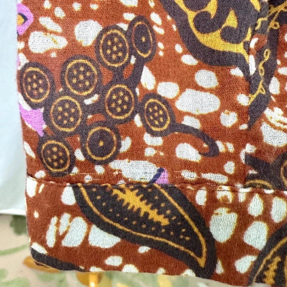XIRENA The Aimi Blouse 100% Cotton Batik Floral Print Popover Women's M Boxy